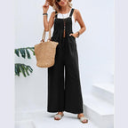 Damen trendiger Jumpsuit mit weitem Bein und verstellbaren Trägern R&B
