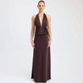Damen Maxikleid mit tiefem V-Ausschnitt und raffinierter Drapierung R&B