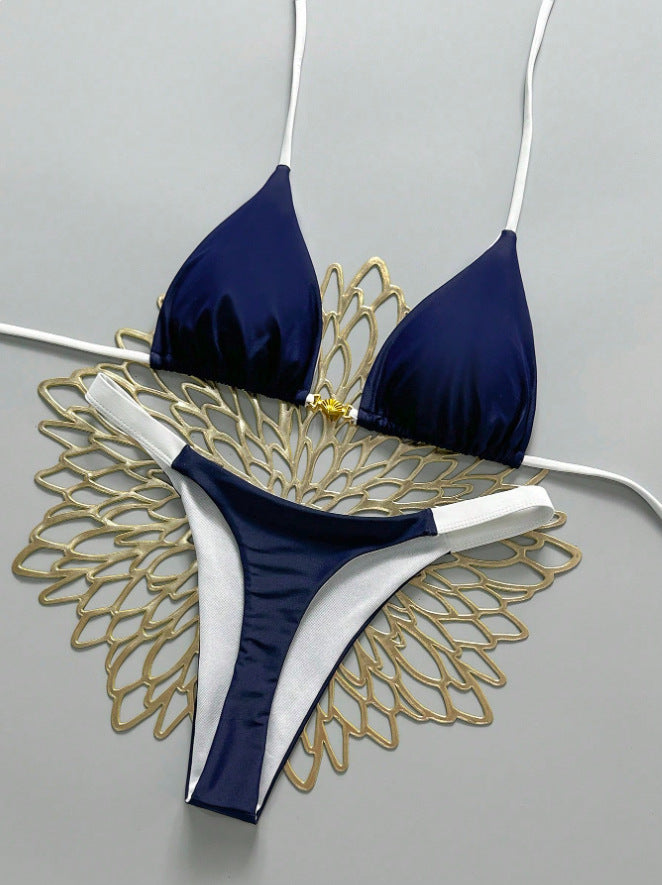 Damen Triangel-Bikini mit modischen Kontrastdetails R&B