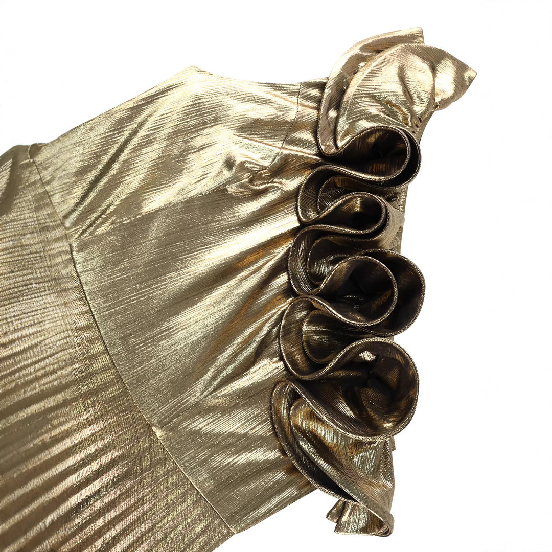 Damen elegantes schimmerndes Abendkleid mit Raffungen R&B