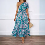 Damen Maxikleid mit asymmetrischem Design und fließendem Rock R&B