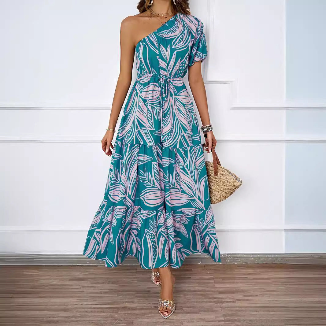 Damen Maxikleid mit asymmetrischem Design und fließendem Rock R&B