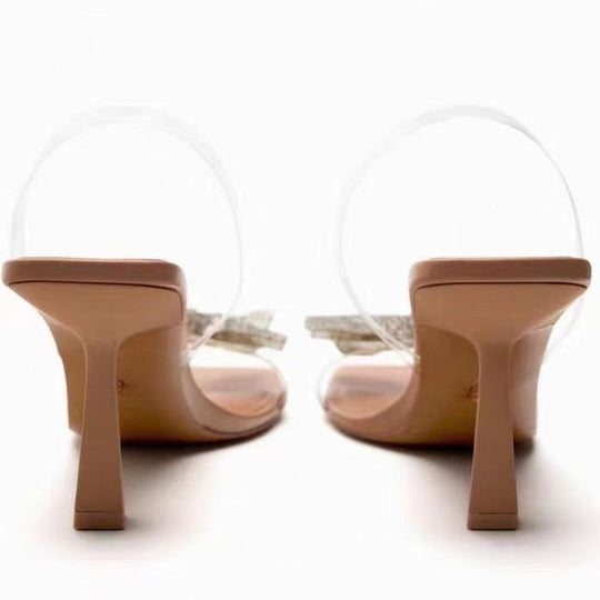 Damen elegante Riemchen-Sandaletten mit funkelndem Schleifen-Detail R&B