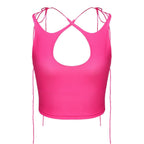 Damen Crop-Top mit einseitigem Cut-Out und trendigen Bändern R&B