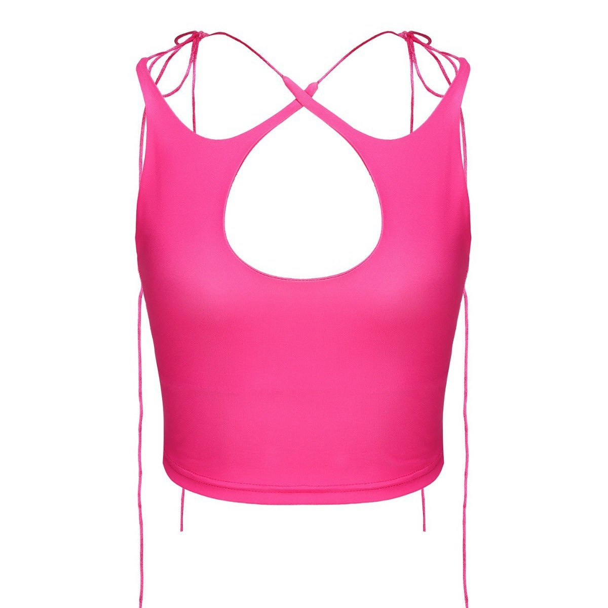 Damen Crop-Top mit einseitigem Cut-Out und trendigen Bändern R&B
