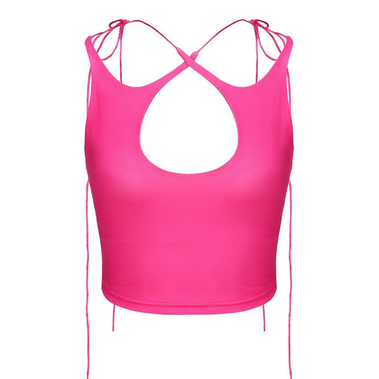 Damen Crop-Top mit einseitigem Cut-Out und trendigen Bändern R&B