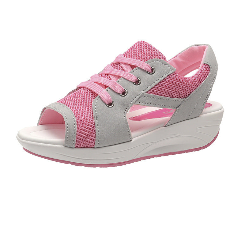 Damen Wedge-Pantoletten mit atmungsaktivem Mesh-Obermaterial und stabiler Plattformsohle R&B