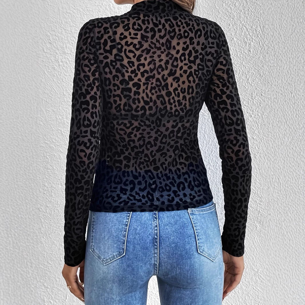 Damen Langarmshirt mit modernem Leopardenmuster R&B