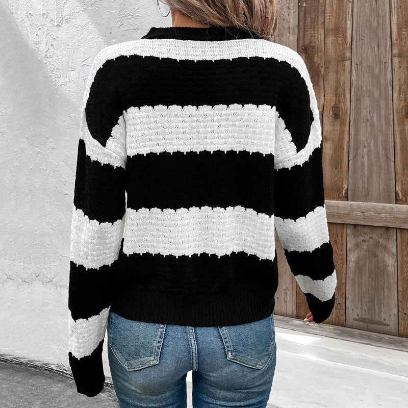 Damen gestreifter Strickpullover R&B