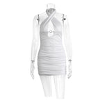Damen Minikleid mit raffinierten Rüschendetails und verführerischem Ring-Ausschnitt R&B