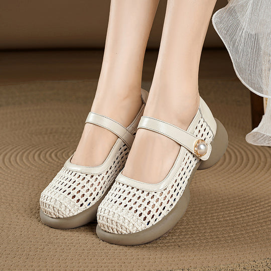 Damen Komfortable Ballerinas mit verziertem Riemen R&B