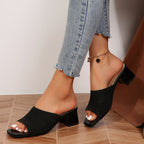 Damen Modische Slip-On Sandalen mit elegantem Blockabsatz und atmungsaktivem Obermaterial R&B