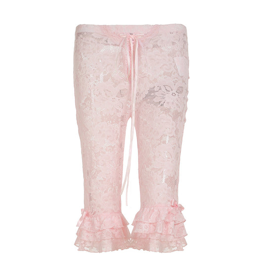 Damen Fußlose Boho-Hose mit gesticktem Detail R&B