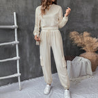 Damen lässiges Jogginganzug-Set mit Taschen und Bündchen
