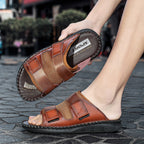 Herren Atmungsaktive Leder-Sandalen mit verstellbarem Klettverschluss R&B