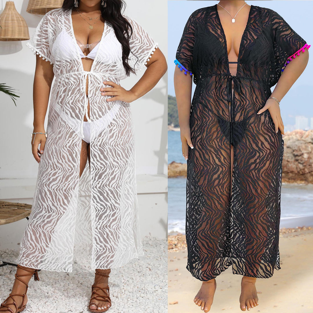 Damen transparenter Strandüberwurf aus Spitze R&B