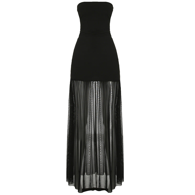 Damen Maxikleid mit elegantem Rüschensaum und figurbetontem Oberteil R&B