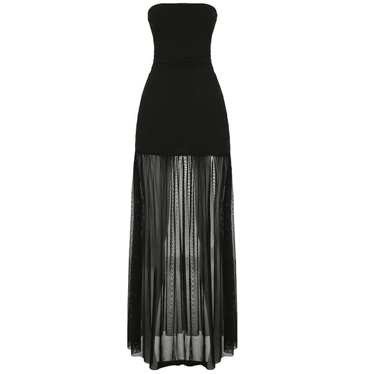 Damen Maxikleid mit elegantem Rüschensaum und figurbetontem Oberteil R&B
