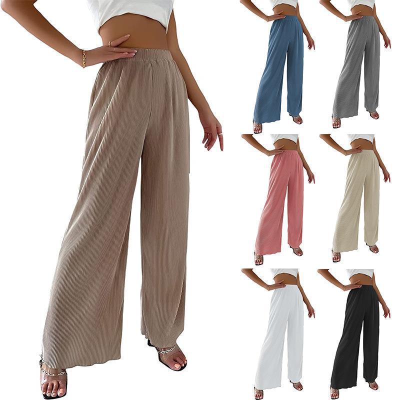 Damen Fließende Plissierte weit geschnittene Hose R&B