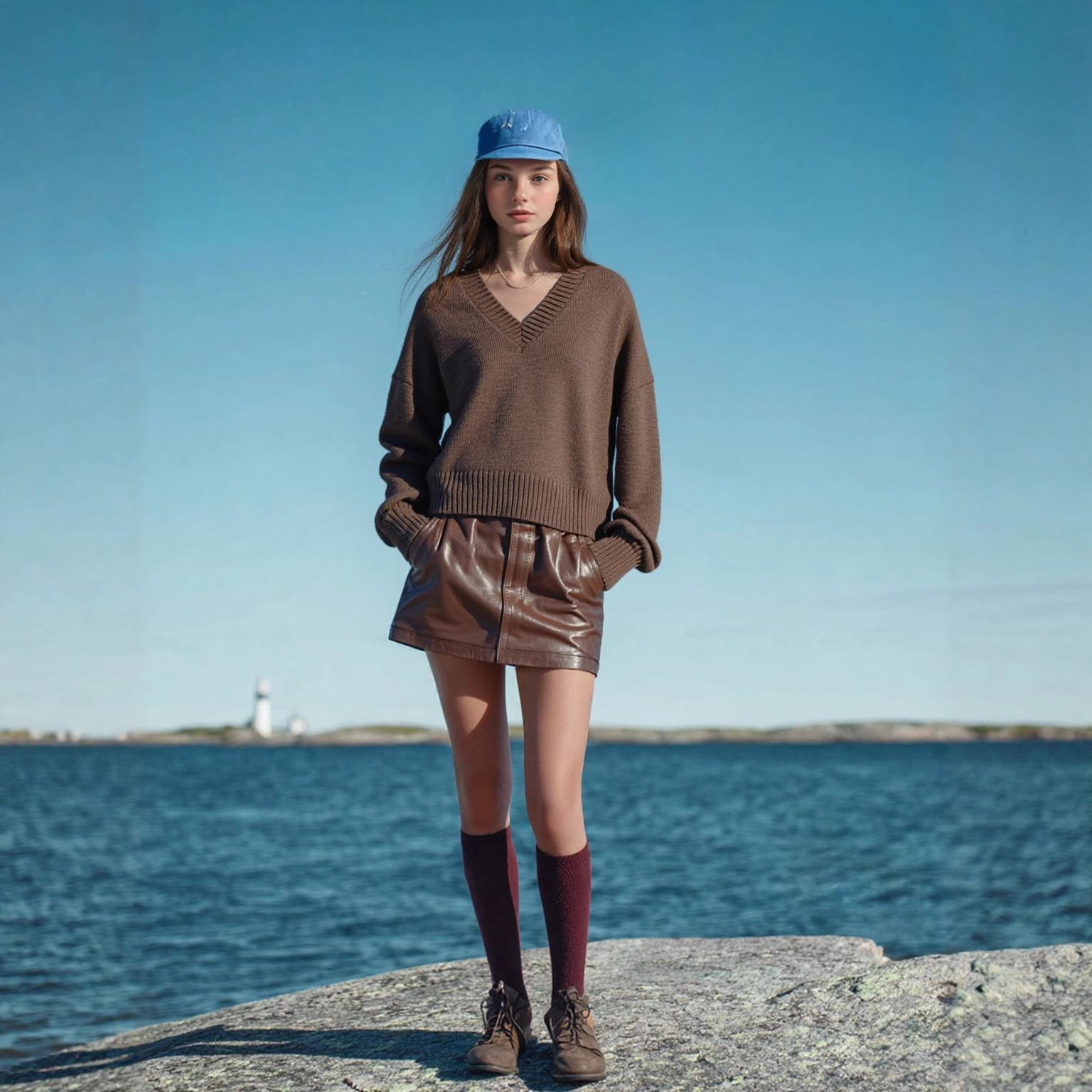 Damen V-Ausschnitt Strickpullover mit lässigem Schnitt R&B