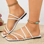 Damen Flache Slides mit eleganten mehrfachen Riemen R&B
