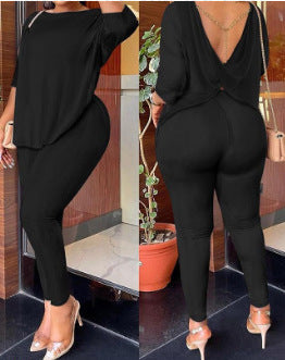Damen Kombi-Set mit lässigem Oberteil und figurbetonten Leggings R&B
