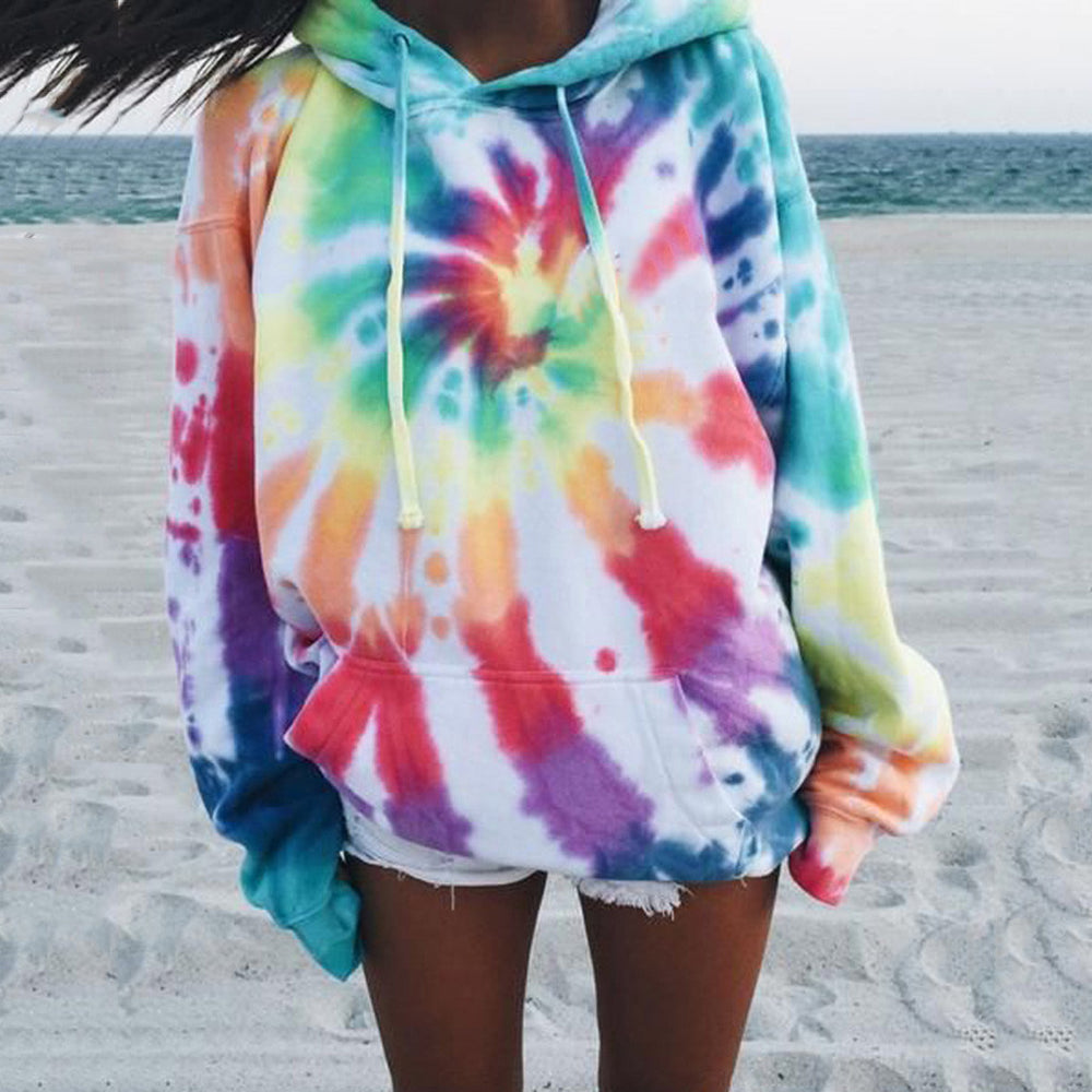 Damen lässiger Kapuzenpullover im einzigartigen Tie-Dye-Design R&B