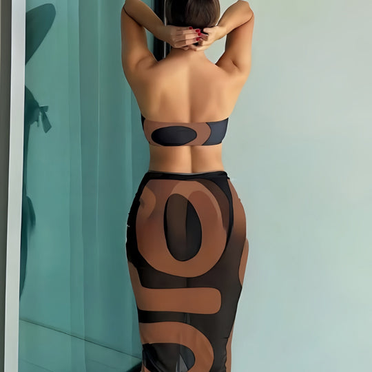 Damen Bandeau-Bikini mit kombinierbarem Wickelrock R&B