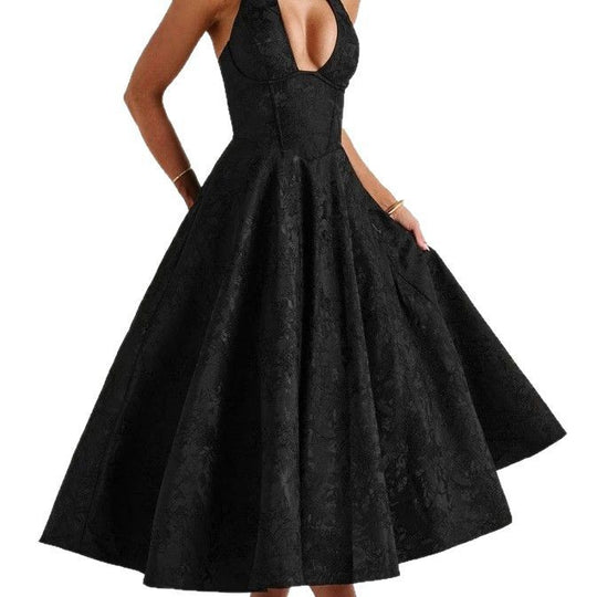 Damen Elegantes Halterneck-Ballkleid mit fließendem Rock R&B
