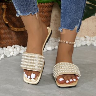 Damen Glamouröse Riemen-Sandalen mit Perlen-Applikation R&B