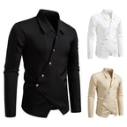 Herren modisches Hemd mit asymmetrischem Knopfdesign und eleganter Passform R&B