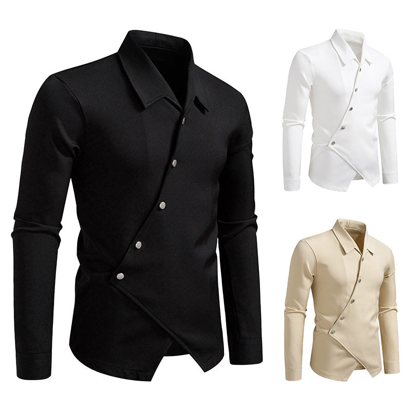 Herren modisches Hemd mit asymmetrischem Knopfdesign und eleganter Passform R&B