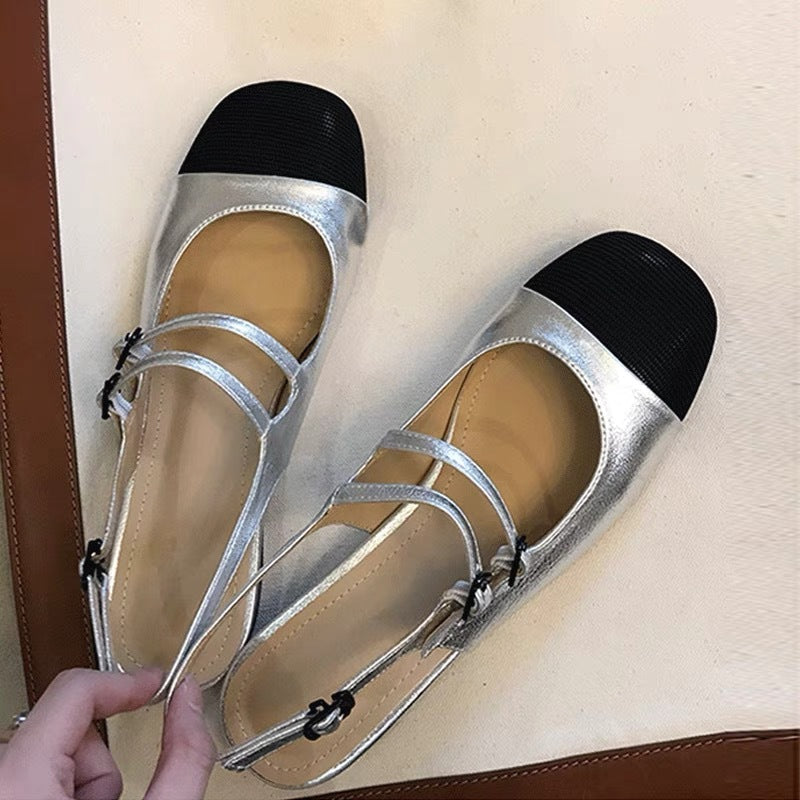 Damen Ballerinas mit stylischen Riemen und modischem Spitzenverschluss R&B