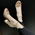 Damen Wedge-Sandalen mit breiten Riemen und komfortablem Blockabsatz R&B