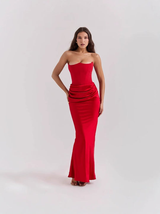 Damen Figurumspielendes Maxikleid mit raffinierter Raffung R&B
