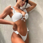 Damen Triangel-Bikini mit Rüschendetails und verspieltem BindR&Band R&B