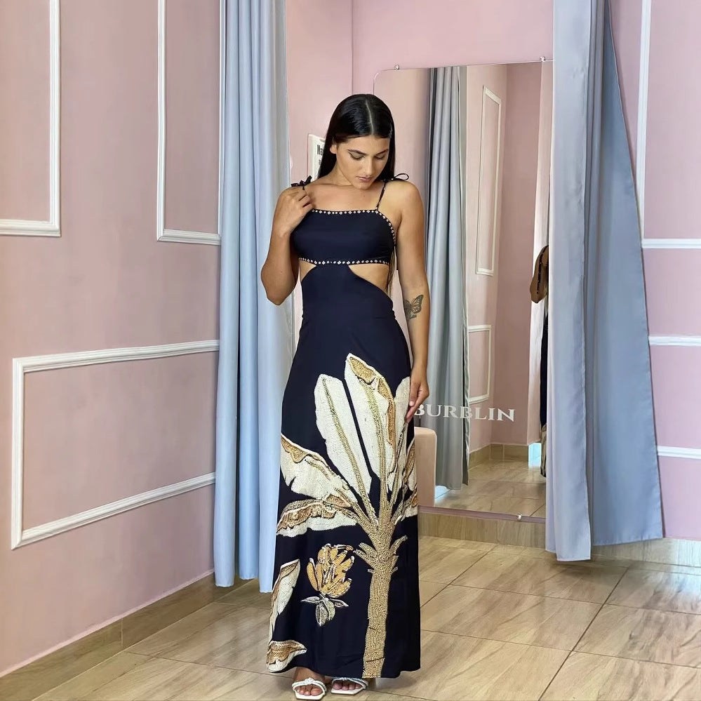 Damen Maxikleid mit floralem Print und eleganten Trägern R&B