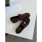 Damen Mokassins aus weichem Wildleder mit elegantem Goldakzent R&B