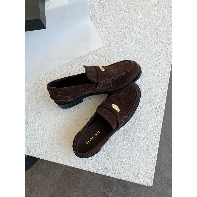 Damen Mokassins aus weichem Wildleder mit elegantem Goldakzent R&B