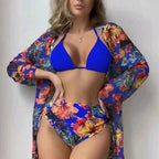 Damen Hochtaillierte Bikini-Set mit floralem Design R&B