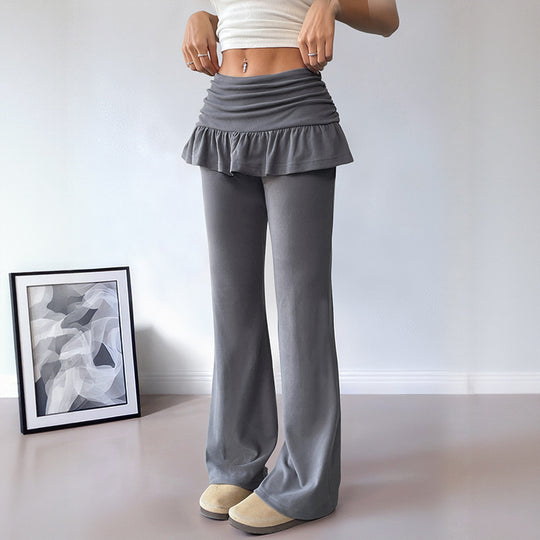 Damen Freizeit-Hosen mit Volantbund und weitem Bein R&B