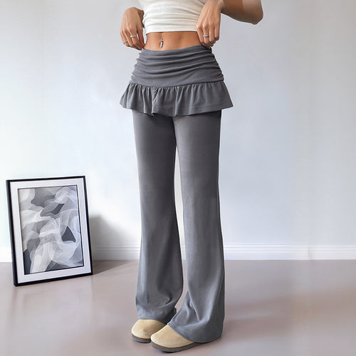 Damen Freizeit-Hosen mit Volantbund und weitem Bein R&B