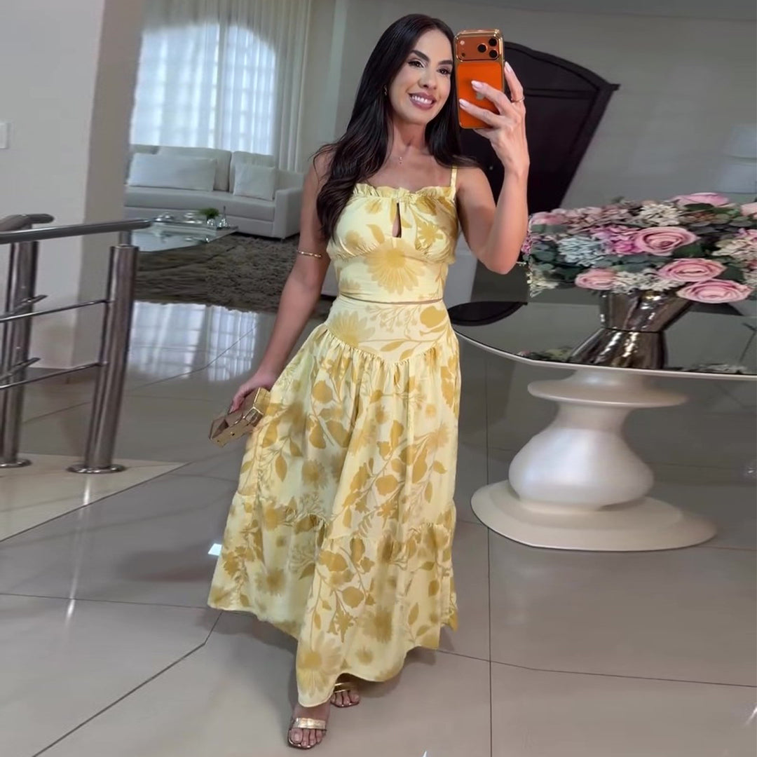 Damen Maxikleid mit floralem Design und luftiger Silhouette R&B