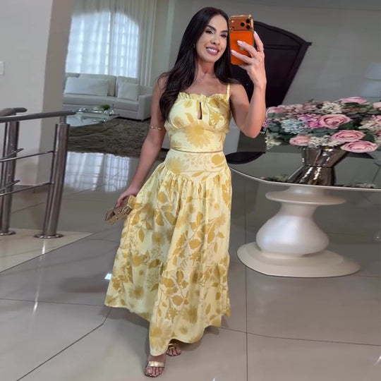 Damen Maxikleid mit floralem Design und luftiger Silhouette R&B