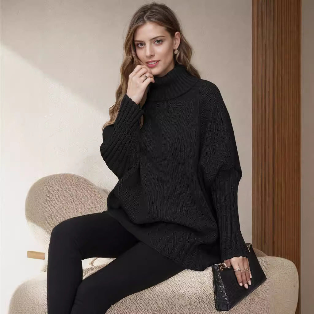 Damen Oversize Rollkragenpullover mit strukturiertem Strick R&B
