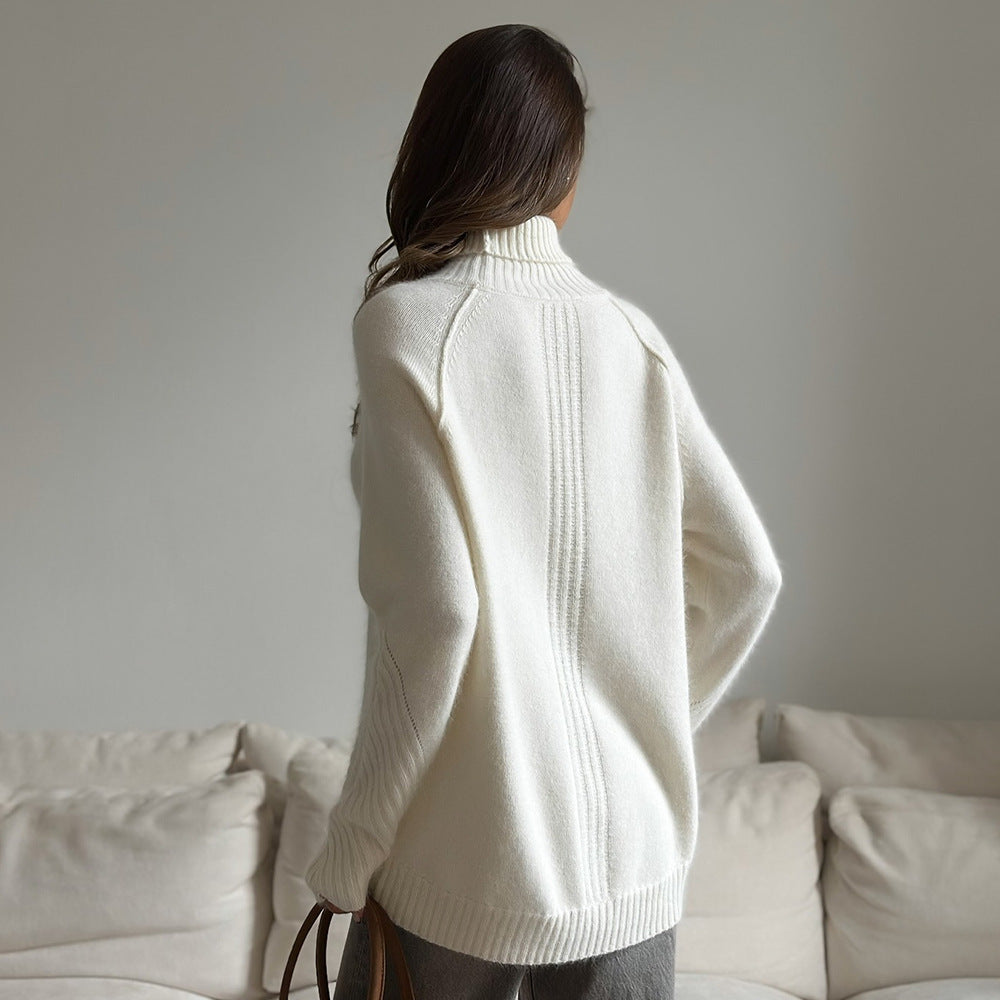 Damen Komfortabler Strickpullover mit Rollkragen R&B