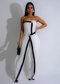 Damen-Jumpsuit mit elegantem Bustier-Oberteil und kontrastierenden Saumakzenten R&B
