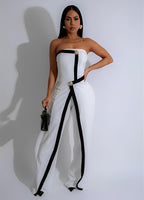 Damen-Jumpsuit mit elegantem Bustier-Oberteil und kontrastierenden Saumakzenten R&B
