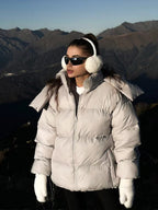Damen gefütterte Outdoor-Jacke mit hochgeschlossenem Kragen und gestepptem Design R&B