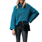 Damen Oversized Strickpullover mit hohem Kragen und strukturiertem Wabenmuster R&B